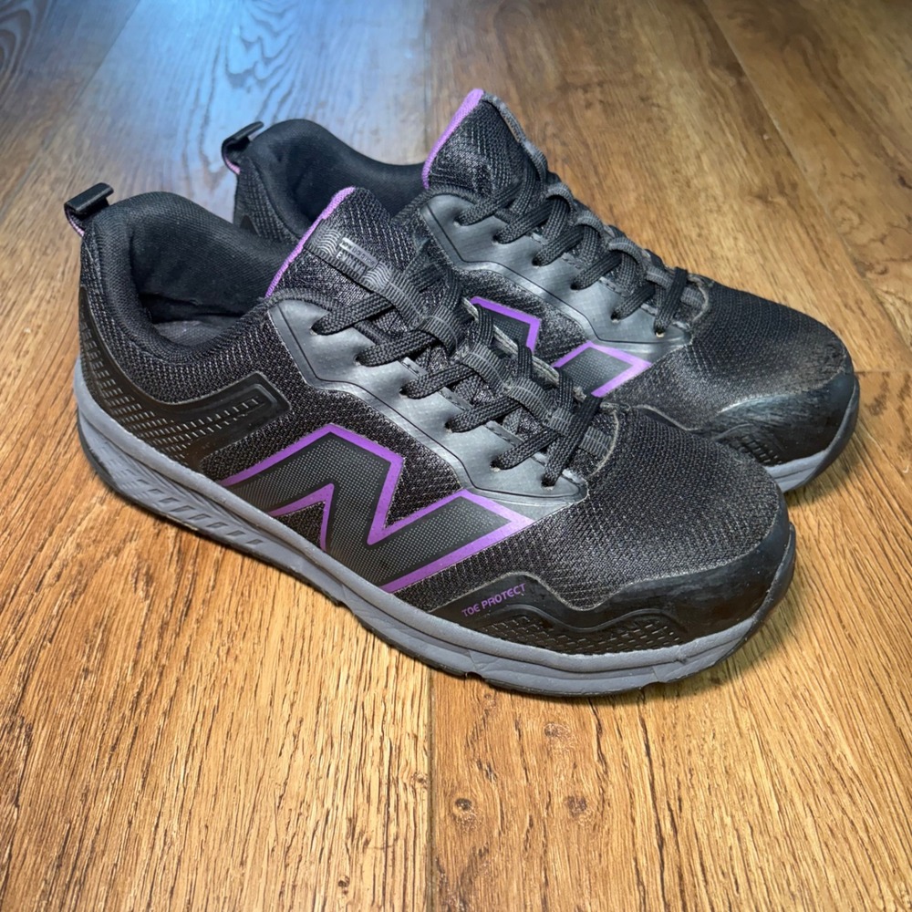 New Balance 412 v1 Evolve Alloy Toe Runner Work Shoes Womens 8.5 Black Purple